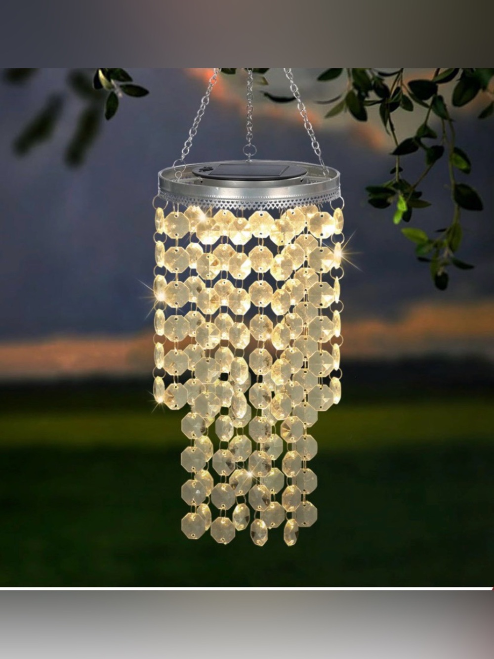 Hanging Solar Lantern Outdoor, 2 Tiers 21” Chandelier